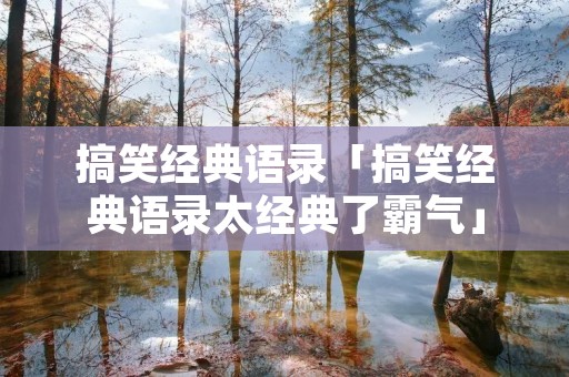 搞笑经典语录「搞笑经典语录太经典了霸气」