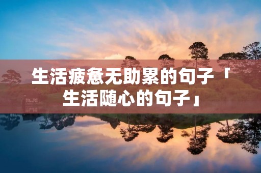 生活疲惫无助累的句子「生活随心的句子」
