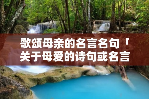 歌颂母亲的名言名句「关于母爱的诗句或名言」