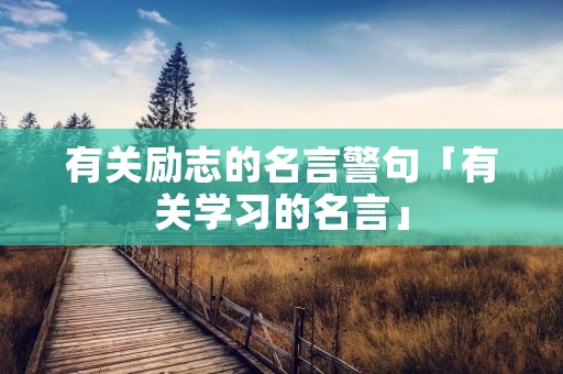 有关励志的名言警句「有关学习的名言」