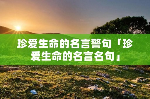 珍爱生命的名言警句「珍爱生命的名言名句」