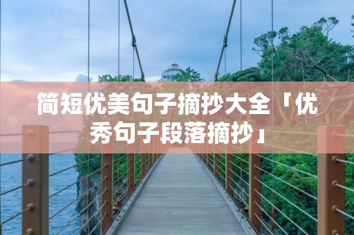 简短优美句子摘抄大全「优秀句子段落摘抄」
