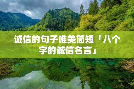 诚信的句子唯美简短「八个字的诚信名言」