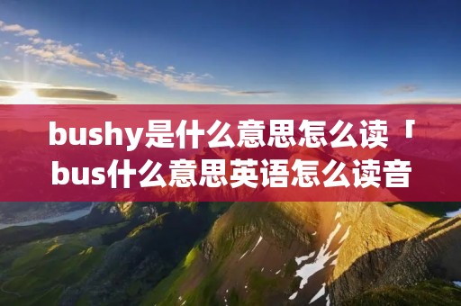 bushy是什么意思怎么读「bus什么意思英语怎么读音」