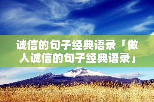 诚信的句子经典语录「做人诚信的句子经典语录」