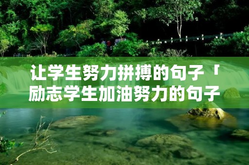 让学生努力拼搏的句子「励志学生加油努力的句子」