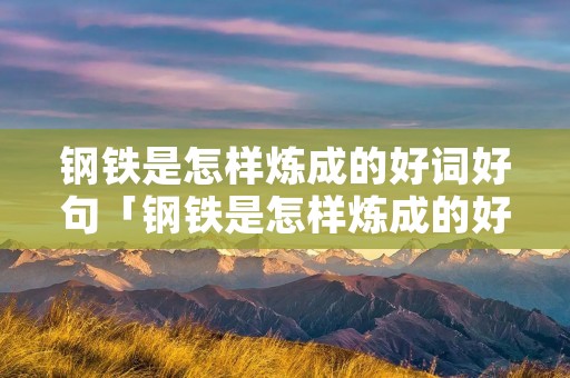钢铁是怎样炼成的好词好句「钢铁是怎样炼成的好词好句第三章」