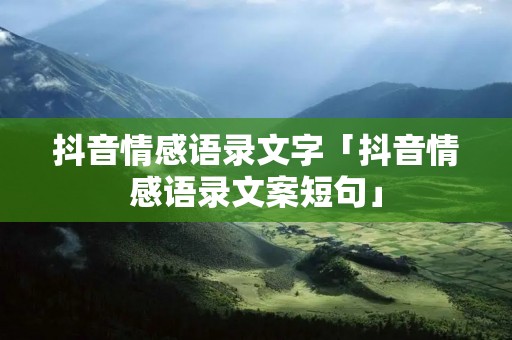 抖音情感语录文字「抖音情感语录文案短句」