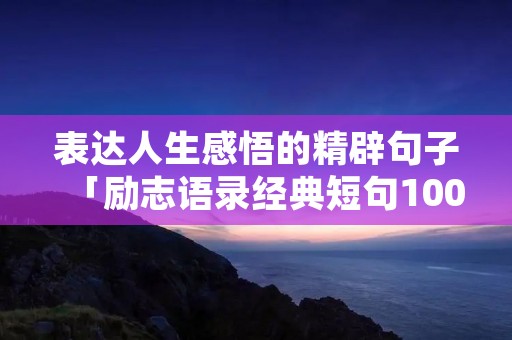 表达人生感悟的精辟句子「励志语录经典短句100句」