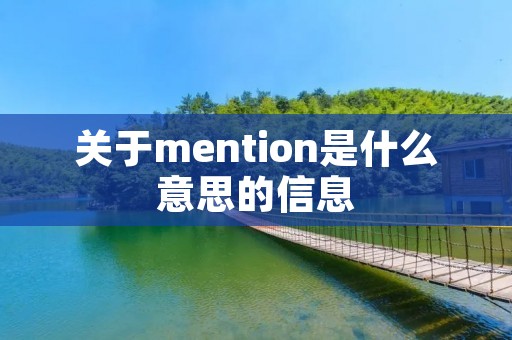 关于mention是什么意思的信息