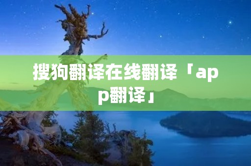 搜狗翻译在线翻译「app翻译」