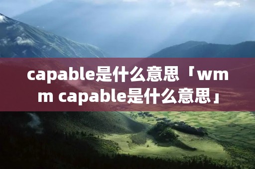 capable是什么意思「wmm capable是什么意思」 capable是什么意思「wmm capable是什么意思」