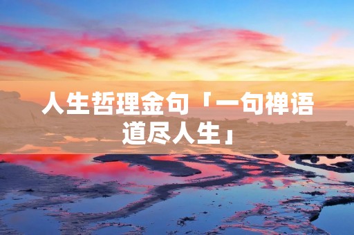 人生哲理金句「一句禅语道尽人生」