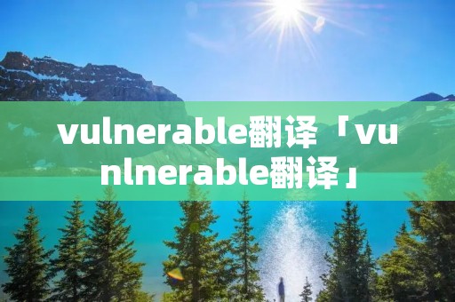 vulnerable翻译「vunlnerable翻译」