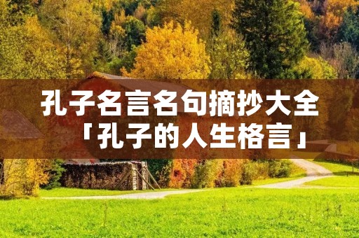 孔子名言名句摘抄大全「孔子的人生格言」