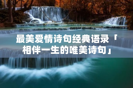 最美爱情诗句经典语录「相伴一生的唯美诗句」