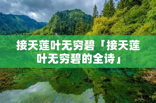 接天莲叶无穷碧「接天莲叶无穷碧的全诗」