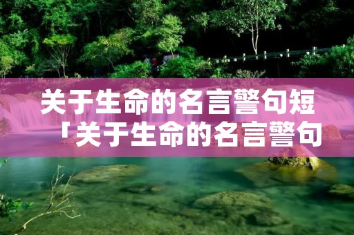 关于生命的名言警句短「关于生命的名言警句短一点」