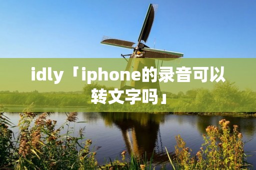 idly「iphone的录音可以转文字吗」 idly「iphone的录音可以转文字吗」