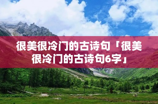 很美很冷门的古诗句「很美很冷门的古诗句6字」