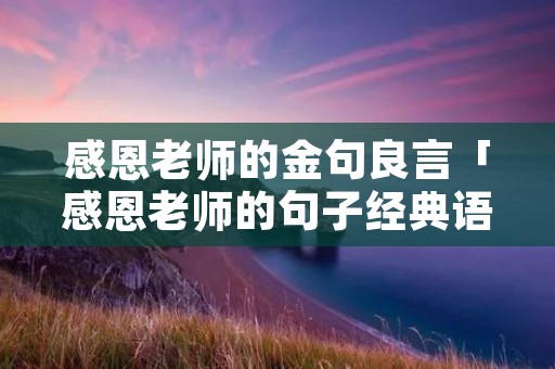 感恩老师的金句良言「感恩老师的句子经典语录」