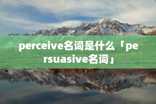 perceive名词是什么「persuasive名词」