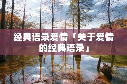 经典语录爱情「关于爱情的经典语录」