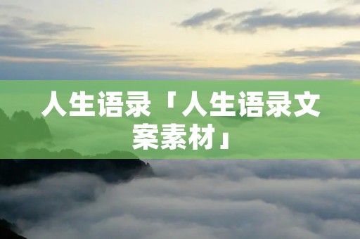 人生语录「人生语录文案素材」