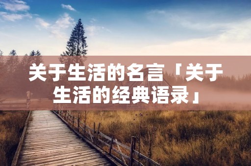 关于生活的名言「关于生活的经典语录」