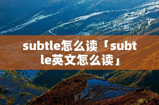 subtle怎么读「subtle英文怎么读」