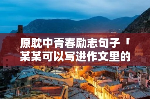 原耽中青春励志句子「某某可以写进作文里的句子」