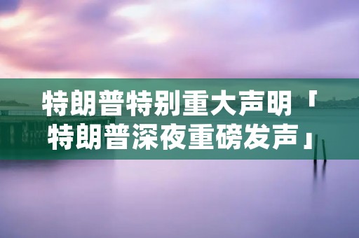 特朗普特别重大声明「特朗普深夜重磅发声」