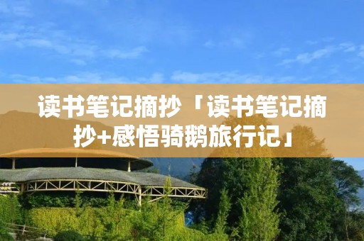 读书笔记摘抄「读书笔记摘抄+感悟骑鹅旅行记」