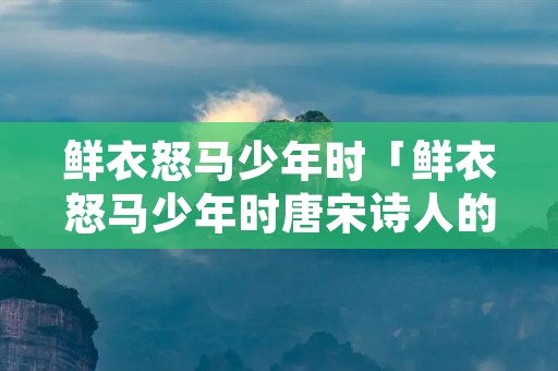 鲜衣怒马少年时「鲜衣怒马少年时唐宋诗人的诗酒江湖」 鲜衣怒马少年时「鲜衣怒马少年时唐宋诗人的诗酒江湖」