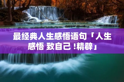 最经典人生感悟语句「人生感悟 致自己 !精辟」