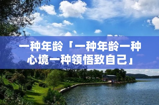 一种年龄「一种年龄一种心境一种领悟致自己」