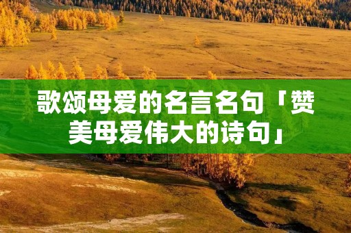 歌颂母爱的名言名句「赞美母爱伟大的诗句」 歌颂母爱的名言名句「赞美母爱伟大的诗句」