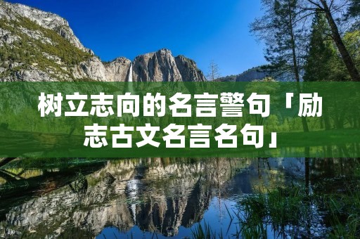 树立志向的名言警句「励志古文名言名句」