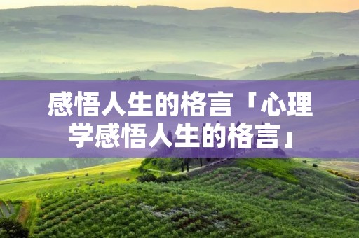 感悟人生的格言「心理学感悟人生的格言」 感悟人生的格言「心理学感悟人生的格言」