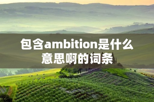 包含ambition是什么意思啊的词条 包含ambition是什么意思啊的词条
