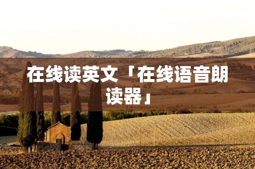 在线读英文「在线语音朗读器」
