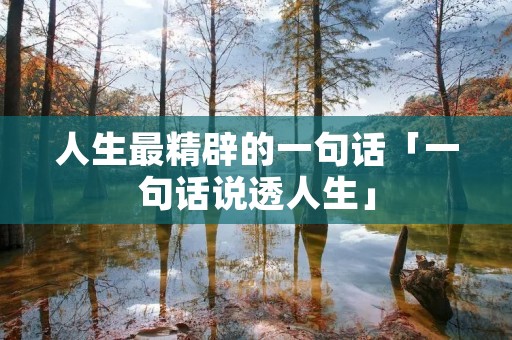 人生最精辟的一句话「一句话说透人生」