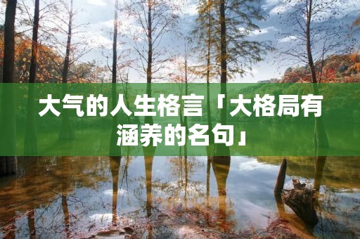 大气的人生格言「大格局有涵养的名句」 大气的人生格言「大格局有涵养的名句」