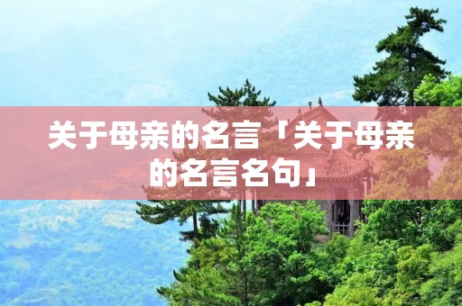 关于母亲的名言「关于母亲的名言名句」