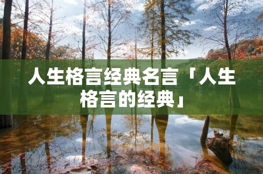 人生格言经典名言「人生格言的经典」