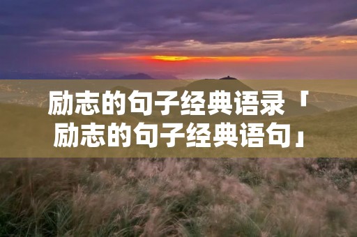 励志的句子经典语录「励志的句子经典语句」