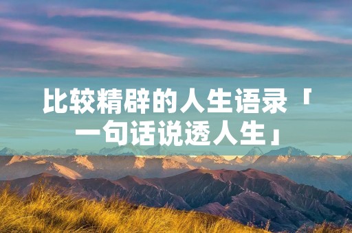 比较精辟的人生语录「一句话说透人生」