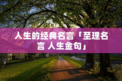 人生的经典名言「至理名言 人生金句」