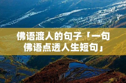 佛语渡人的句子「一句佛语点透人生短句」