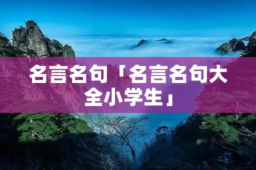 名言名句「名言名句大全小学生」